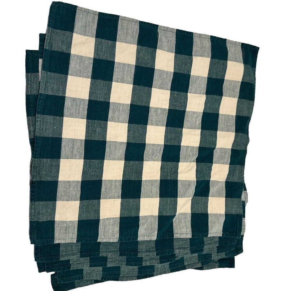 7 - Buffalo Plaid Green Cloth Dinner Napkins Party Food